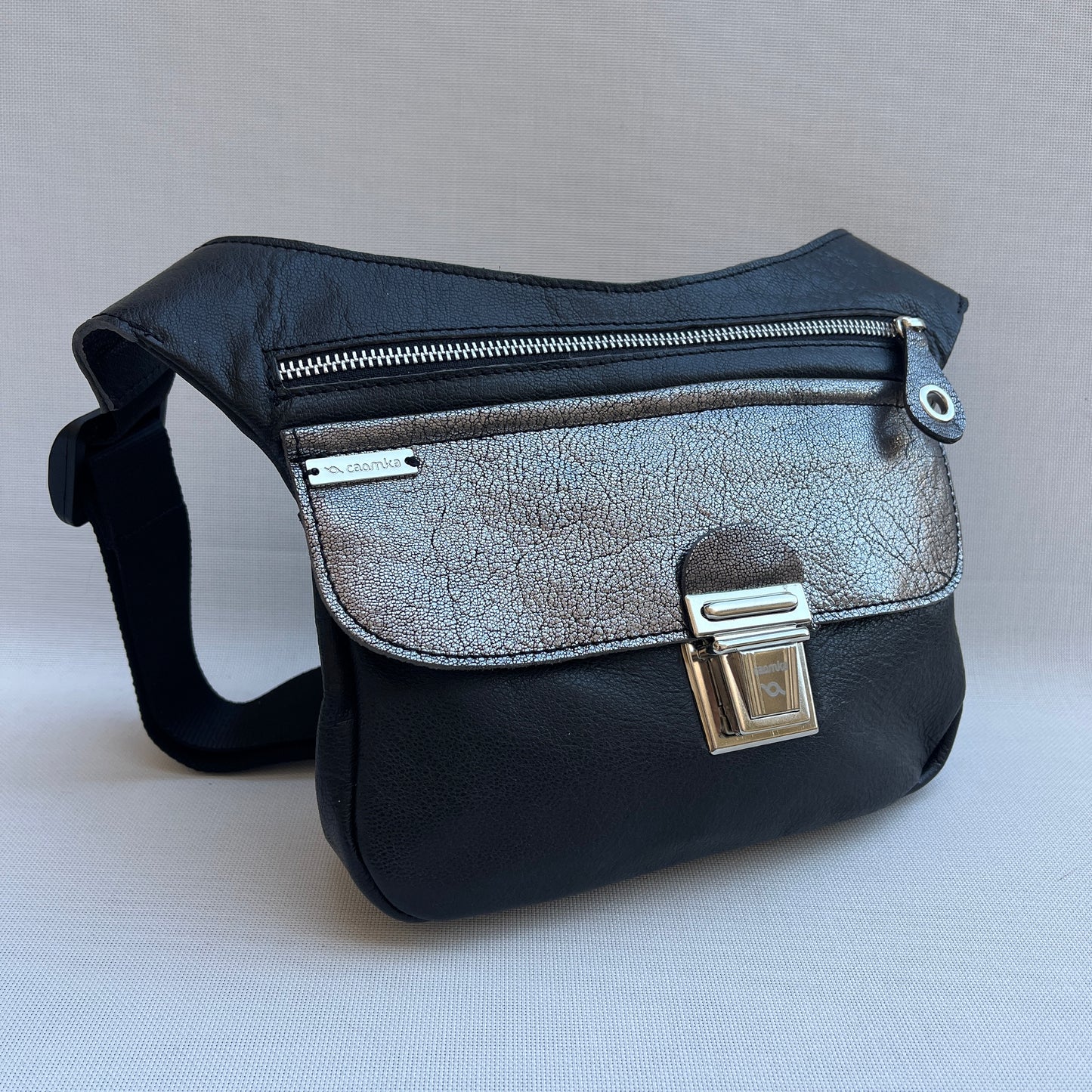 Special Black &amp; Metal Silver Natural BioCuir® Leather Exclusive Part No. 13356