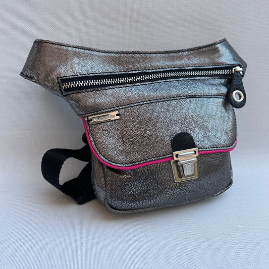 Special Metal Silver Top BioCuir® natural leather Unique Piece No. 13358