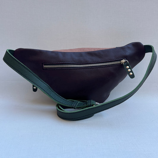 Retro Chic Pale Pink, Green and Dark Lilac Natural BioCuir® Leather Exclusive Piece No. 13383