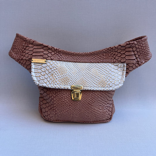 Mini Special Pink &amp; White Golden Leatherette Unique Piece No. 12663