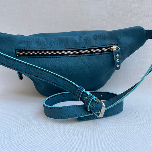 Retro Chic Blue Petrol BioCuir® Natural Leather Exclusive Part No. 13381