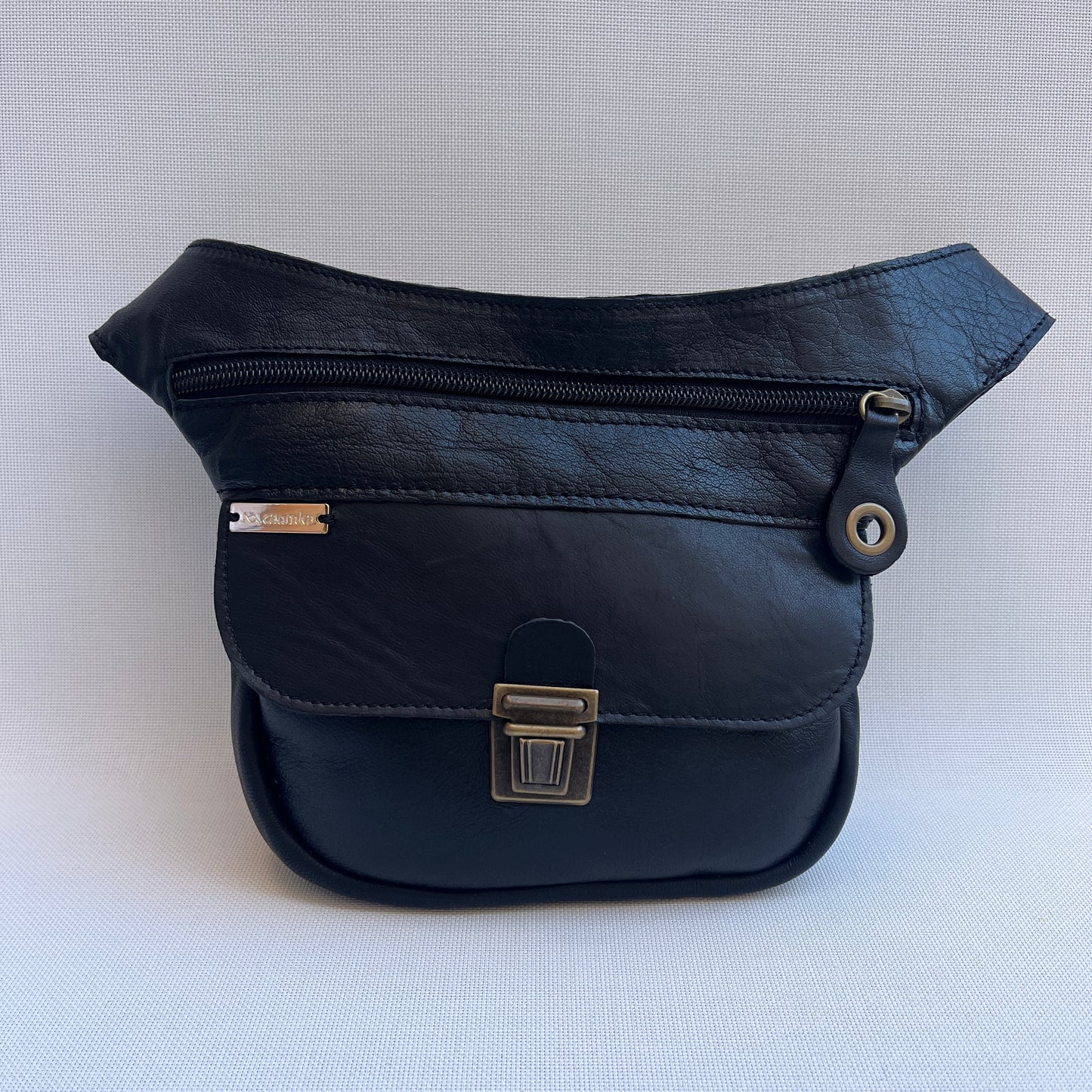 Mini Black &amp; Old Gold Natural BioCuir® Leather Exclusive Piece No. 12619