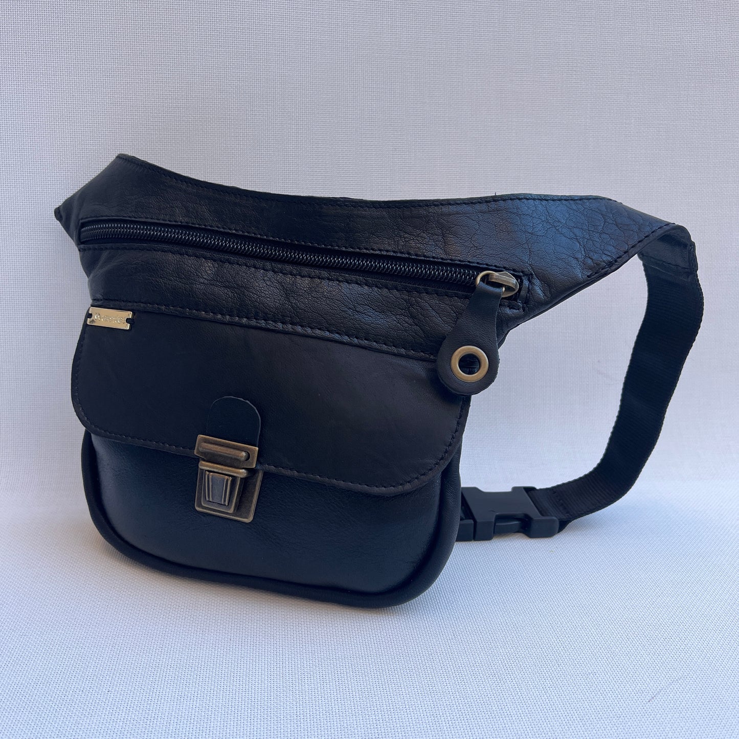 Mini Black &amp; Old Gold Natural BioCuir® Leather Exclusive Piece No. 12619
