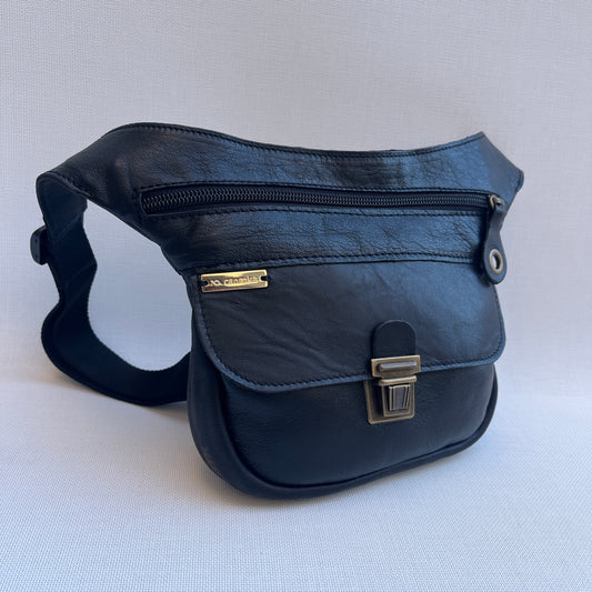 Mini Black &amp; Old Gold Natural BioCuir® Leather Exclusive Piece No. 12619