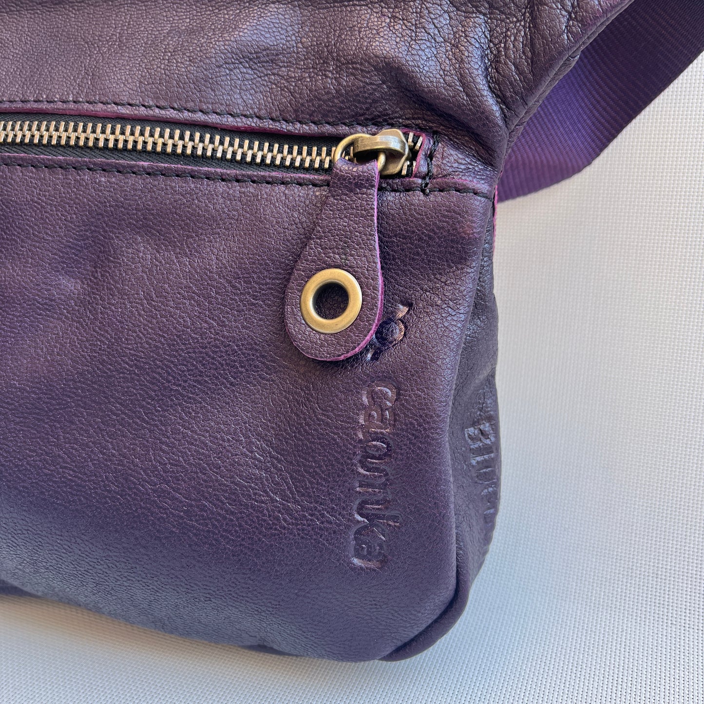 Special Dark Purple &amp; Mandalas BioCuir® natural leather Unique Piece No. 12888
