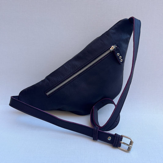Retro Chic Dark Lilac BioCuir® Natural Leather Exclusive Piece No. 12654