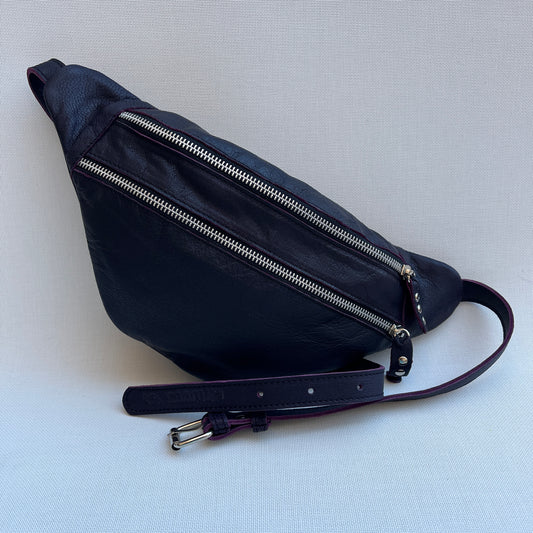 Retro Chic Dark Lilac BioCuir® Natural Leather Exclusive Piece No. 12654