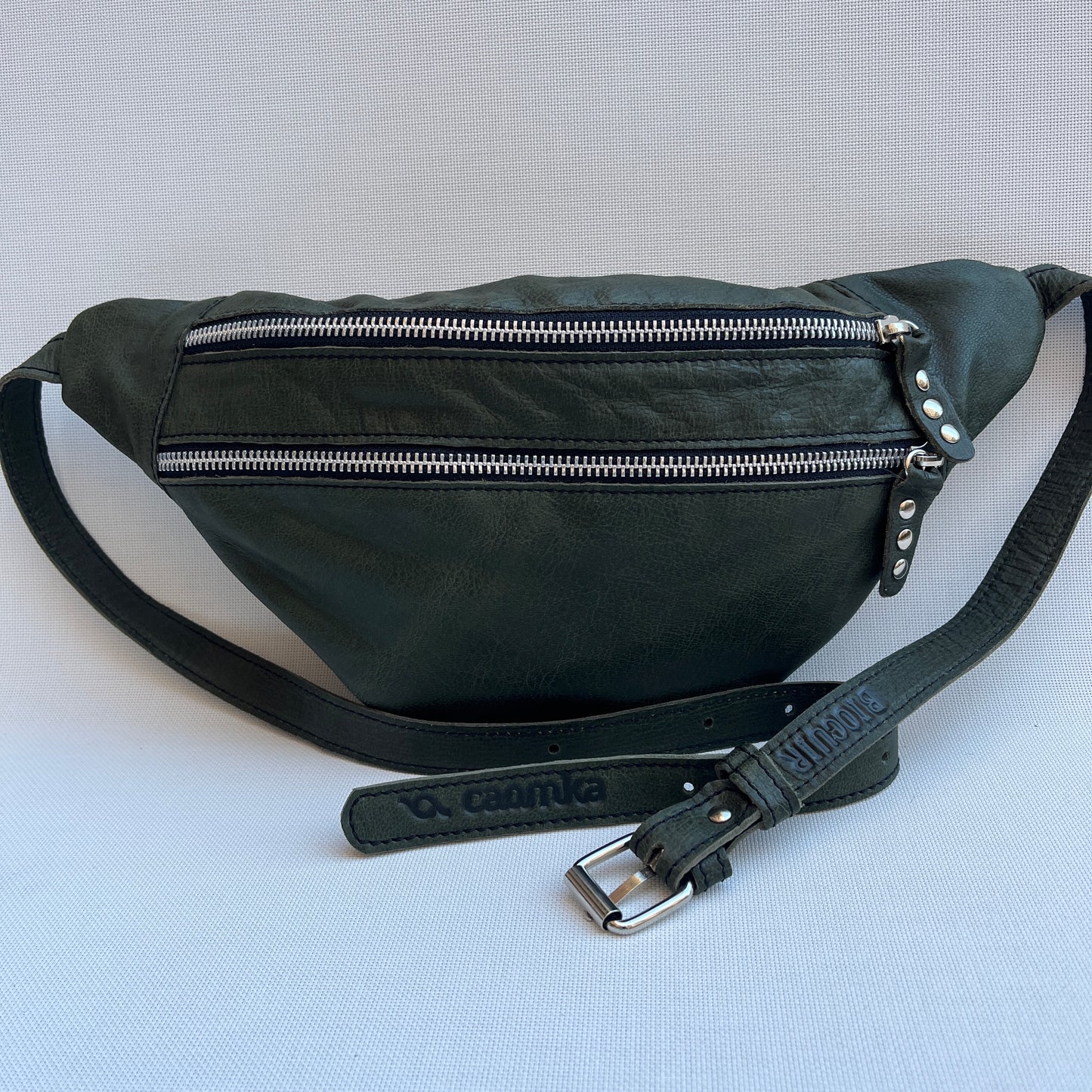 Retro Chic Bottle Green Natural leather BioCuir® Exclusive Piece No. 12656