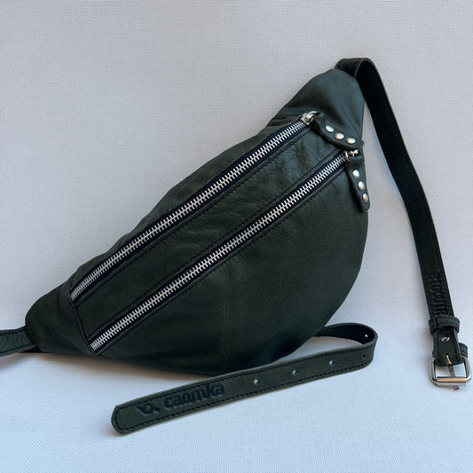 Retro Chic Bottle Green Natural leather BioCuir® Exclusive Piece No. 12656