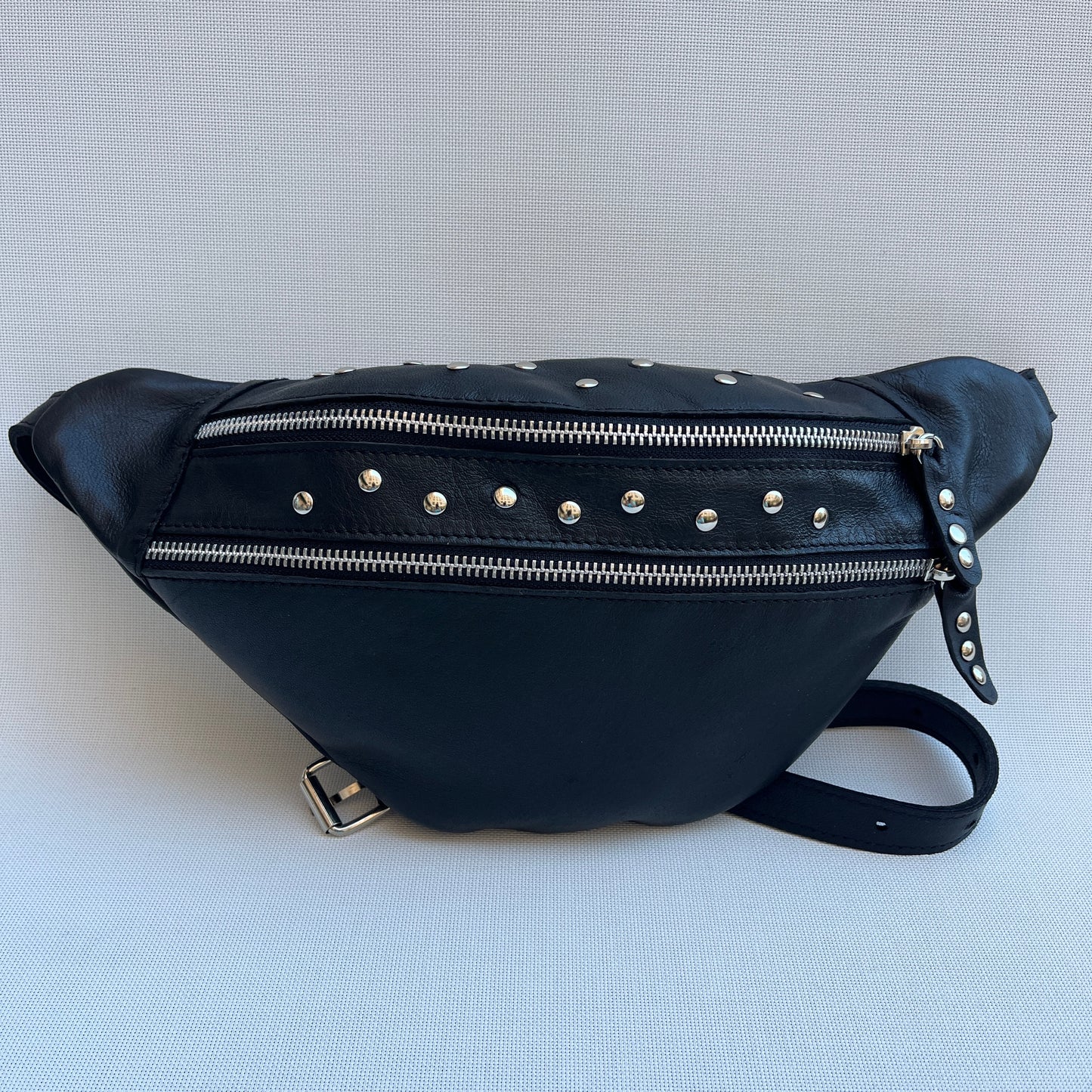 Premium Retro Chic Black BioCuir® Natural Leather Exclusive Piece No. 12650