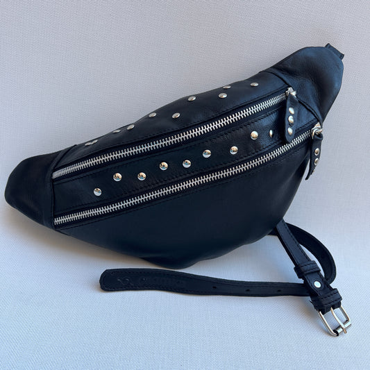 Premium Retro Chic Black BioCuir® Natural Leather Exclusive Piece No. 12650