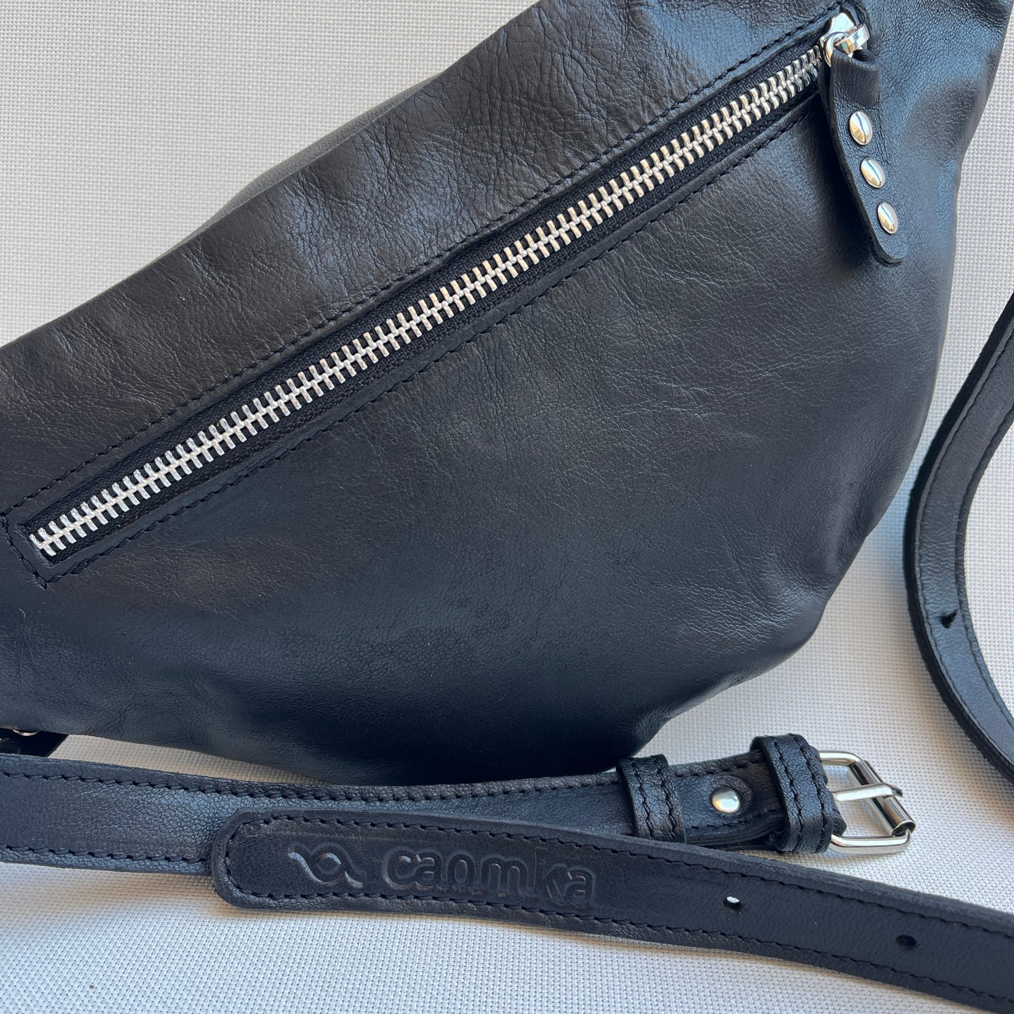 Premium Retro Chic Black BioCuir® Natural Leather Exclusive Piece No. 12650