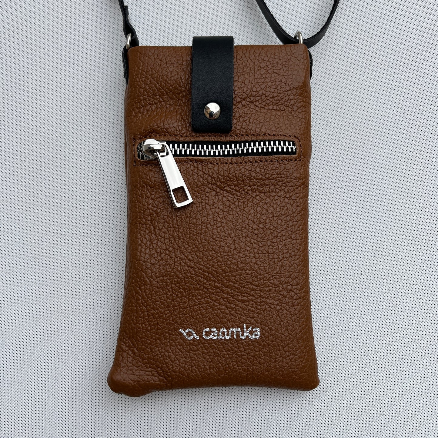 Porta Móvil · Diseño Alfa · Piel natural · Marrón