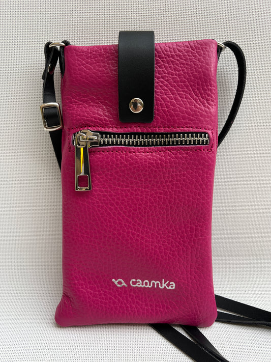 Mobile Holder · Design Alfa · Natural leather · Fuscia