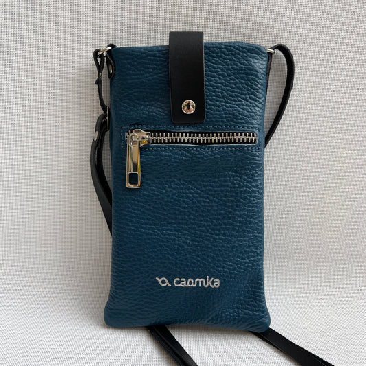 Mobile Holder · Design Alpha · Natural leather · Petroleum Blue
