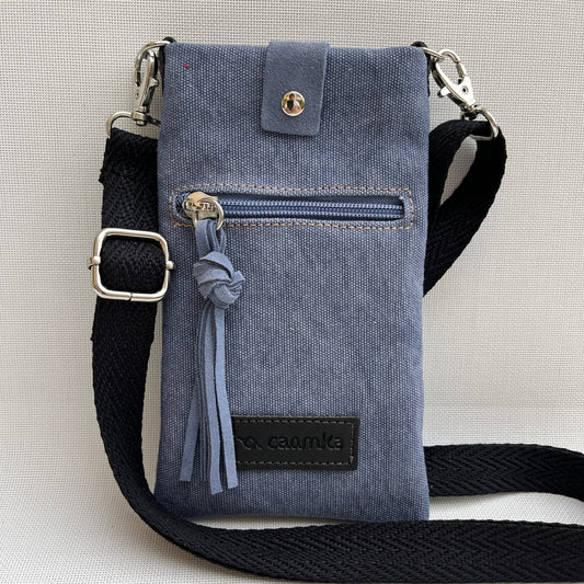 Mobile Holder · Natura Design · Hemp Natural Fabric · Blue