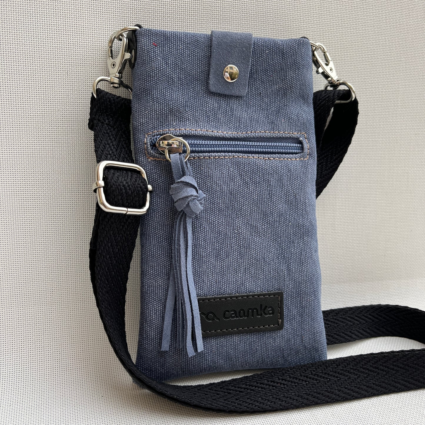 Porta Móvil · Diseño Natura · Tejido natural Cáñamo · Azul