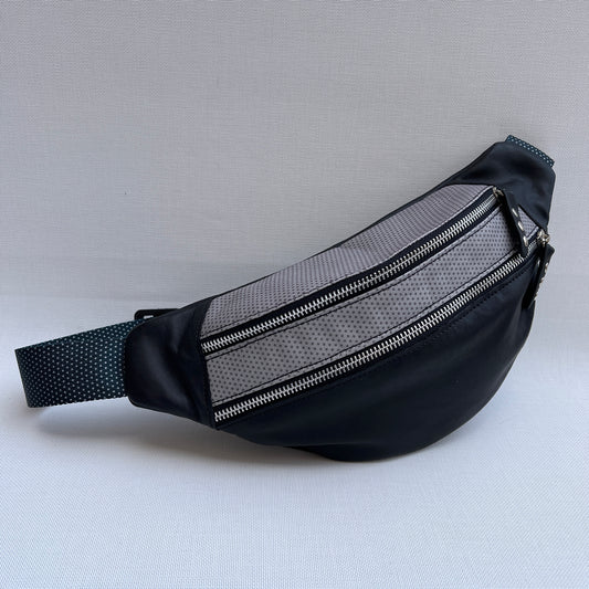 Retro Chic Special Black &amp; Dots Natural BioCuir® Leather Exclusive Piece No. 11899