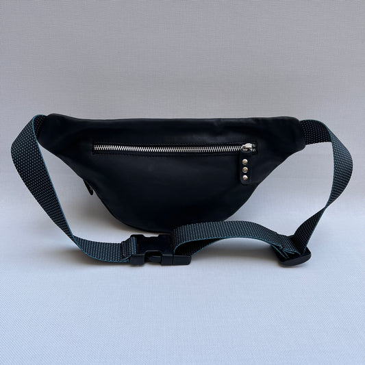 Retro Chic Special Black &amp; Dots Natural BioCuir® Leather Exclusive Piece No. 11899