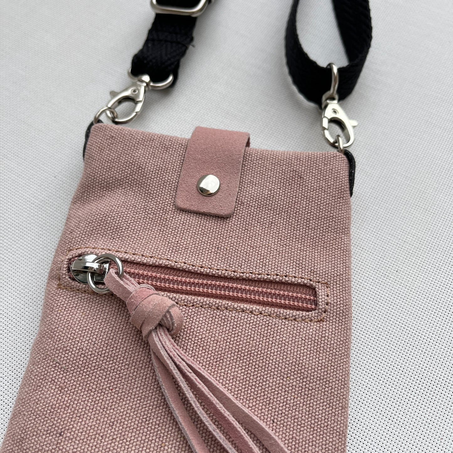 Mobile Holder · Natura Design · Hemp Natural Fabric · Pale Pink