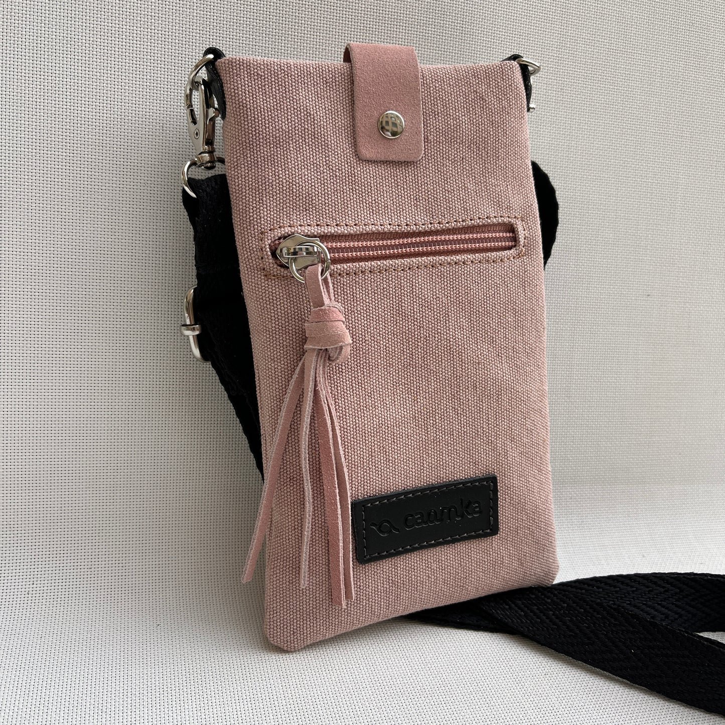 Mobile Holder · Natura Design · Hemp Natural Fabric · Pale Pink