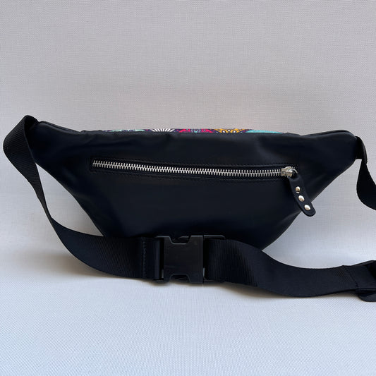 Retro Chic Special Black Mandalas BioCuir® natural leather Unique Piece No. 11910