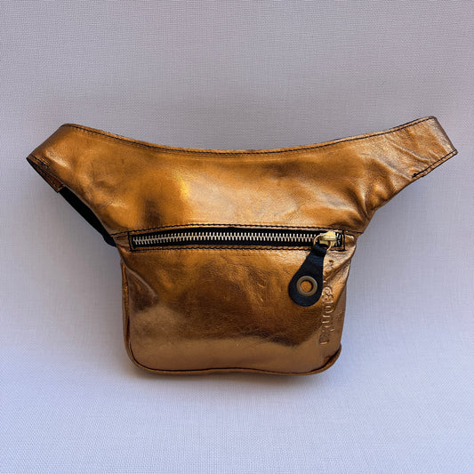Mini Black &amp; Old Gold Natural BioCuir® Leather Exclusive Piece No. 12619