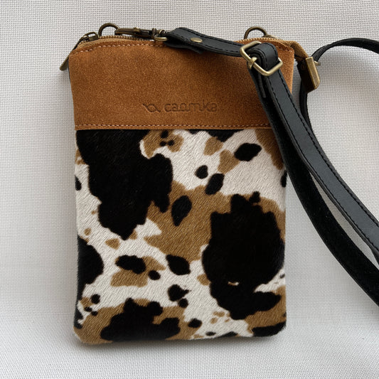 Mobile Holder Cow Design Natural leather