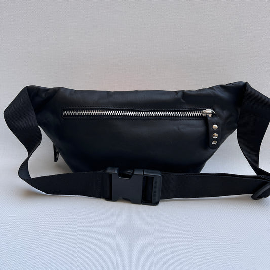 Retro Chic Special Black Mandalas BioCuir® natural leather Unique Piece No. 11903