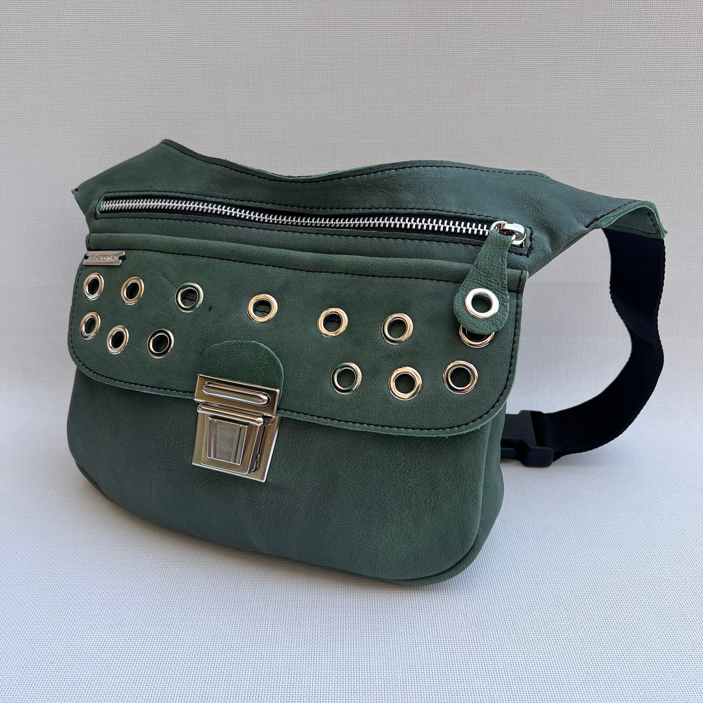 Premium Green Circles &amp; Silver Natural BioCuir® Leather Exclusive Part No. 11872