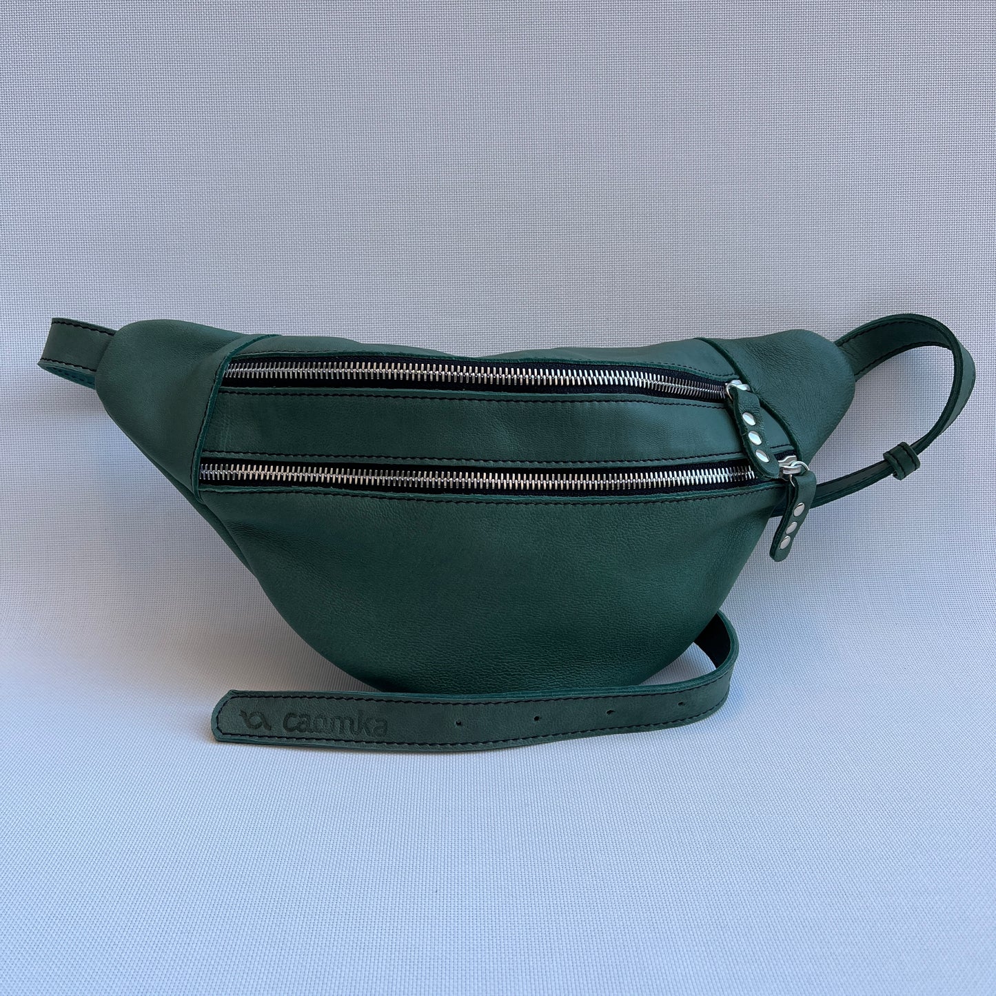 Retro Chic Olive Green BioCuir® Natural Leather Exclusive Piece No. 11017