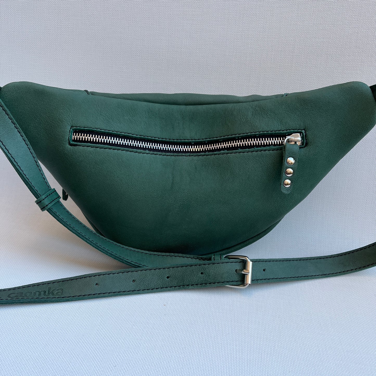 Retro Chic Olive Green BioCuir® Natural Leather Exclusive Piece No. 11017