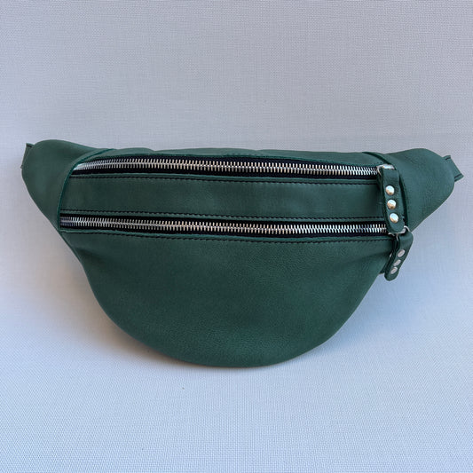 Retro Chic Olive Green BioCuir® Natural Leather Exclusive Piece No. 11017