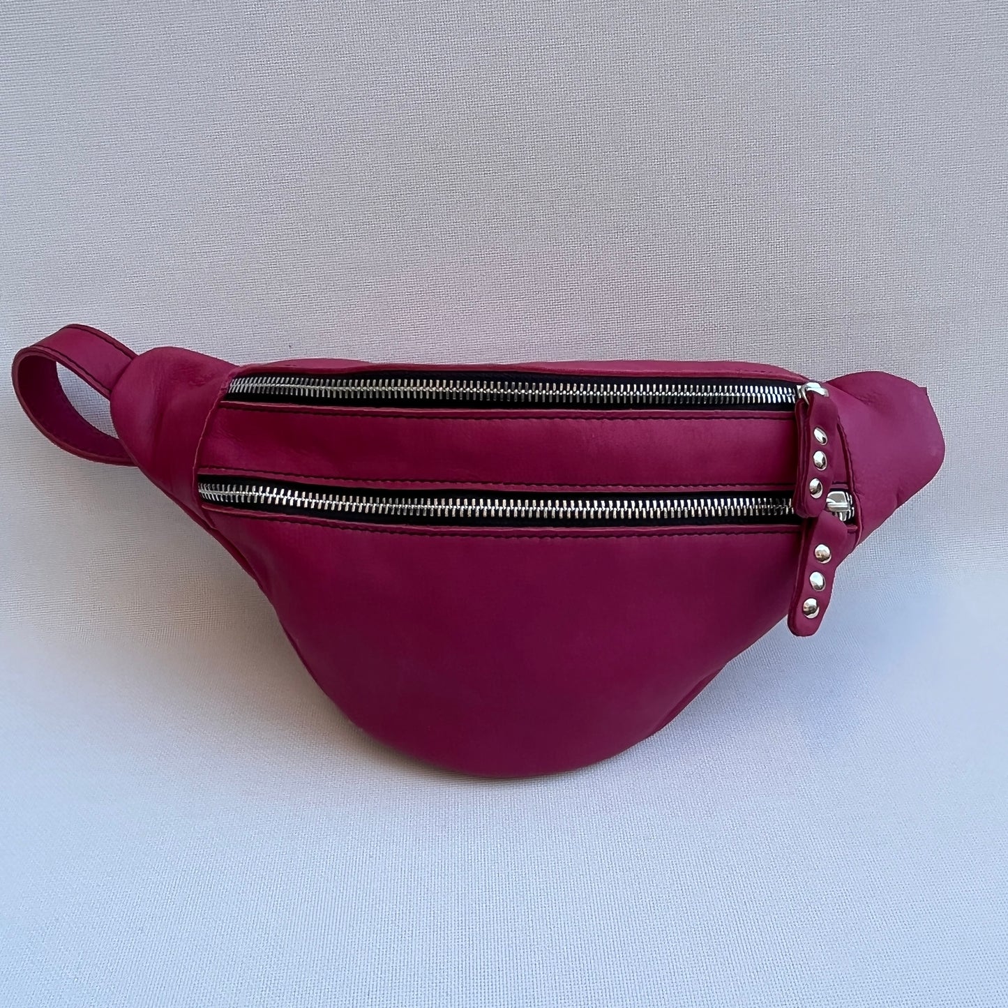Retro Chic Fuchsia Pink BioCuir® Natural Leather Exclusive Piece No. 11024