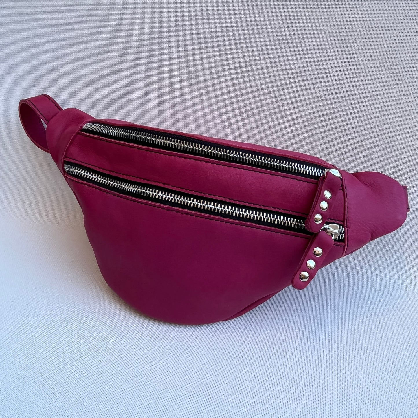Retro Chic Fuchsia Pink BioCuir® Natural Leather Exclusive Piece No. 11024