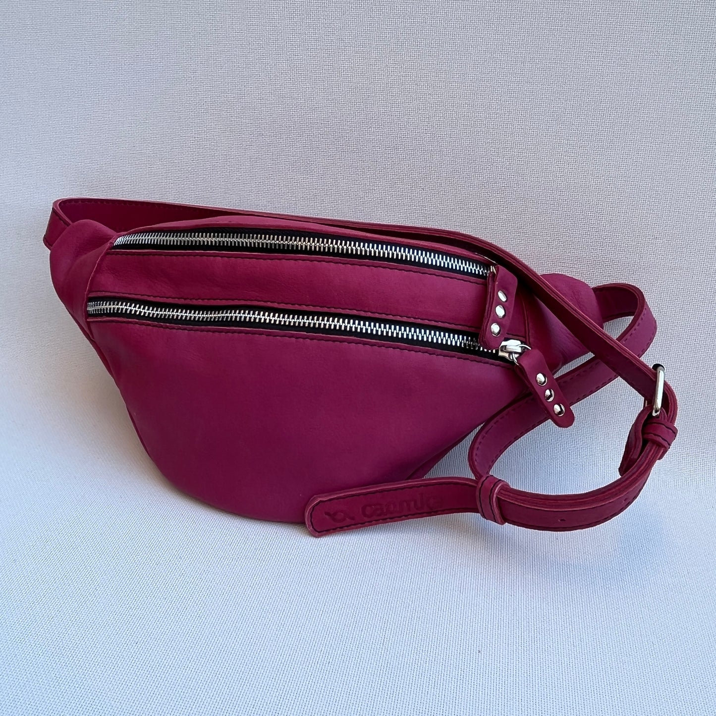 Retro Chic Fuchsia Pink BioCuir® Natural Leather Exclusive Piece No. 11024