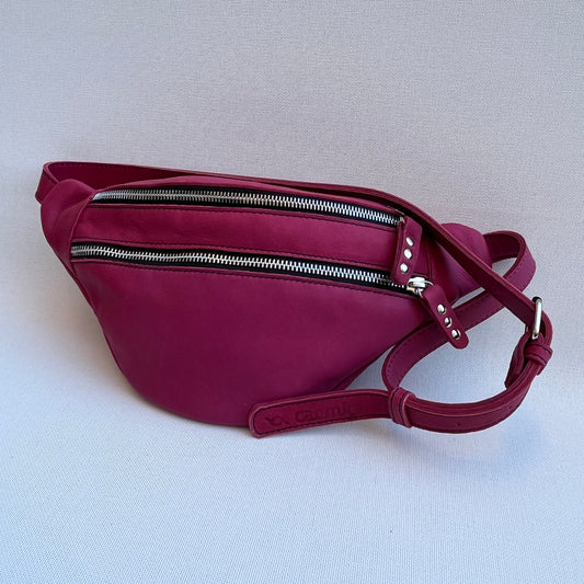 Retro Chic Fuchsia Pink BioCuir® Natural Leather Exclusive Piece No. 11024