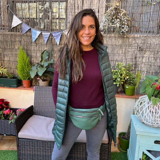 Retro Chic Olive Green BioCuir® Natural Leather Exclusive Piece No. 11017
