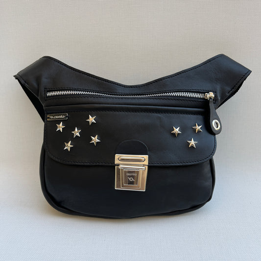 Premium Black Stars &amp; Silver Natural BioCuir® Leather Exclusive Part No. 11966