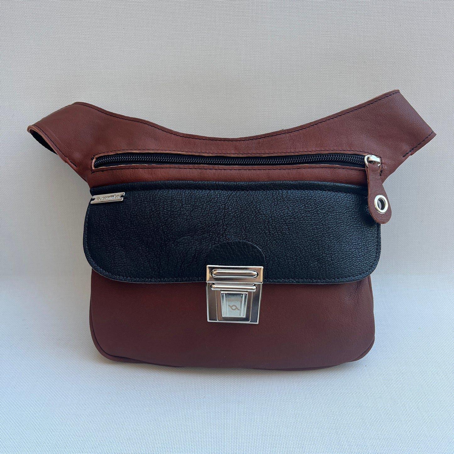 Special Brown &amp; Black BioCuir® natural leather Exclusive Piece No. 12894