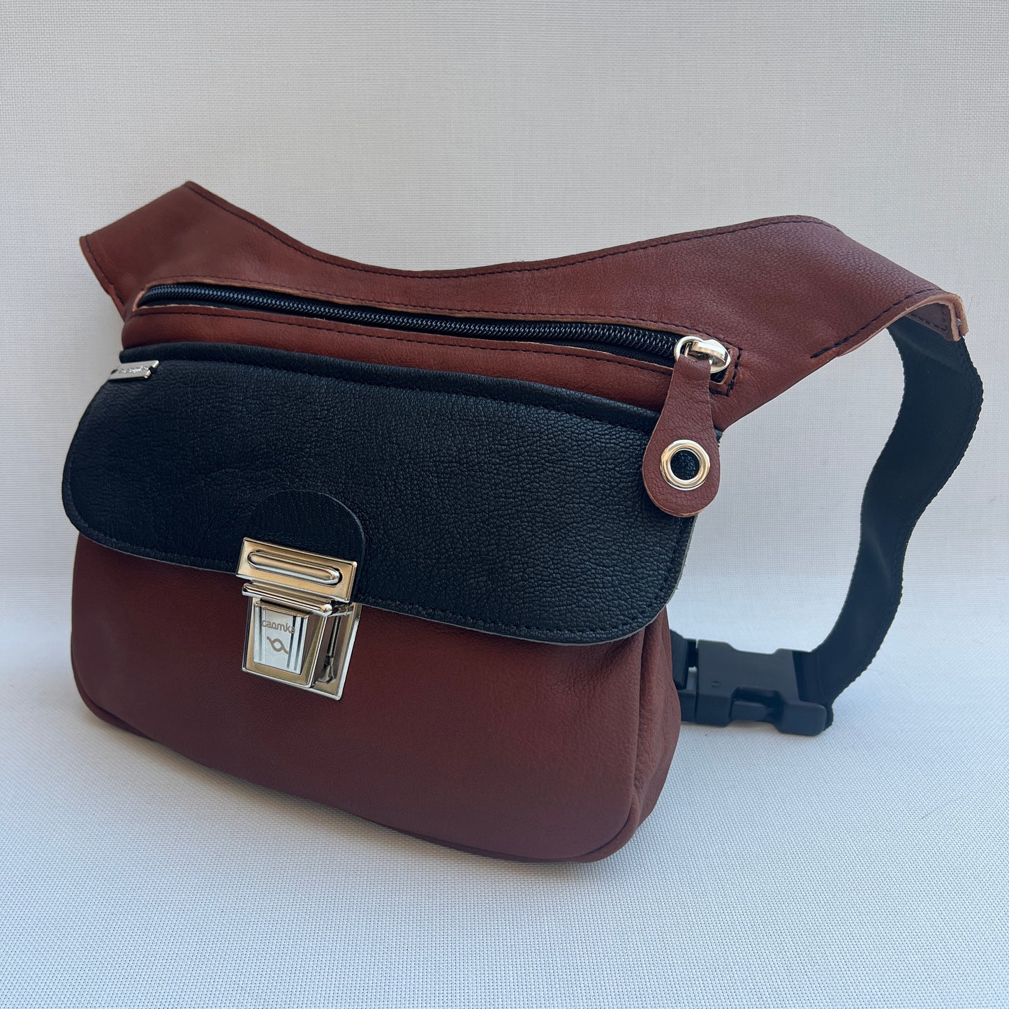 Special Brown &amp; Black BioCuir® natural leather Exclusive Piece No. 12894