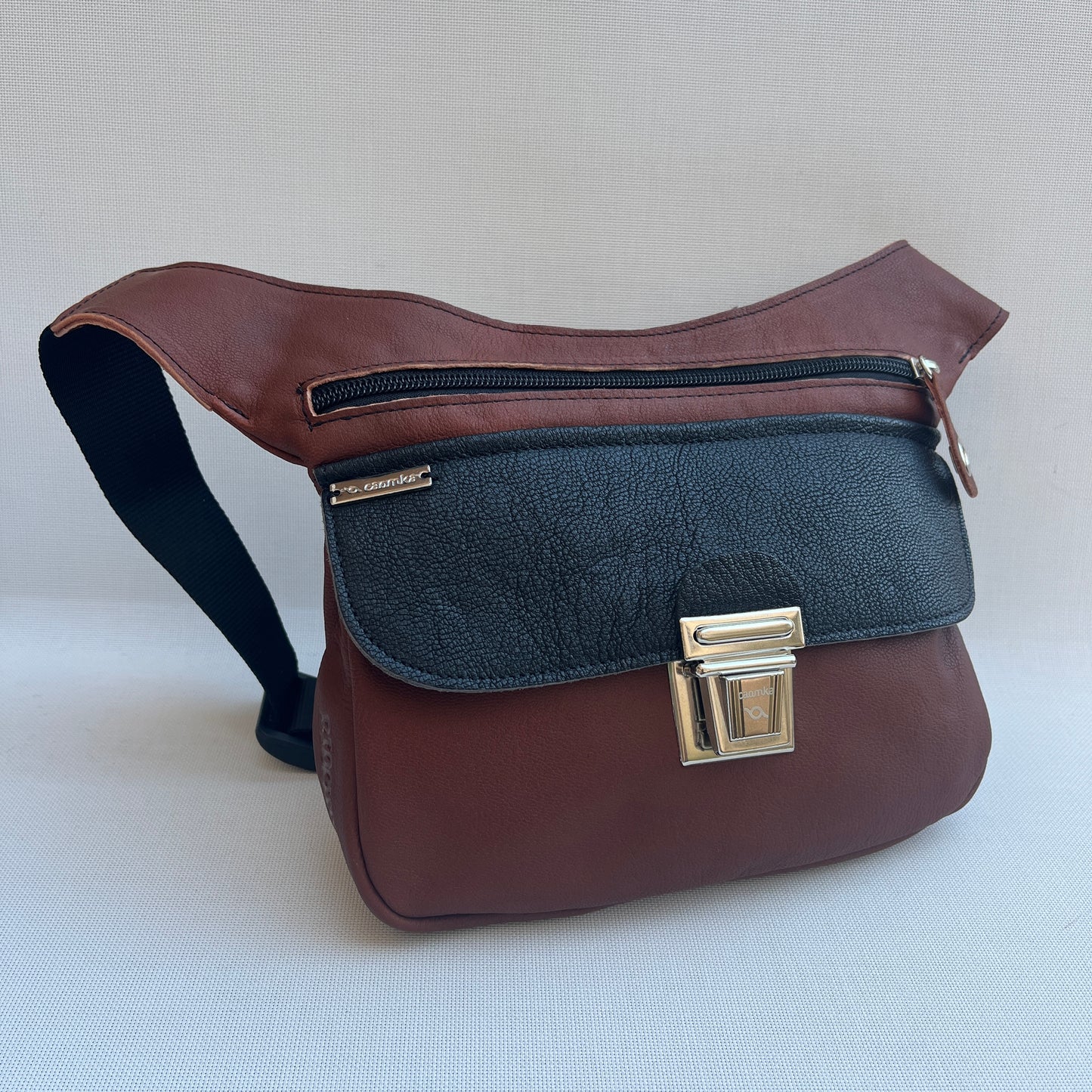 Special Brown &amp; Black BioCuir® natural leather Exclusive Piece No. 12894