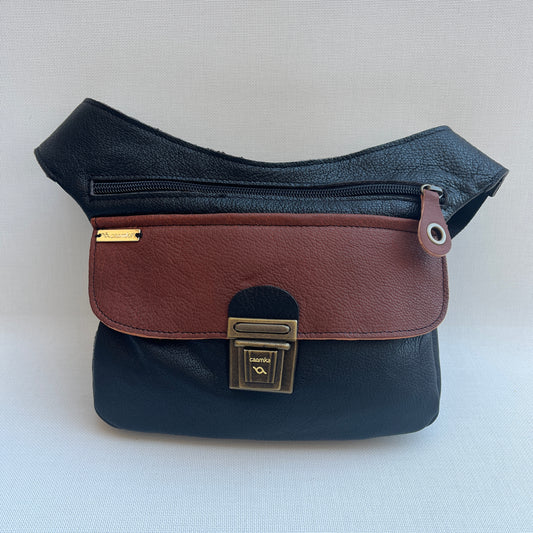Special Black &amp; Brown BioCuir® natural leather Unique Piece No. 13202