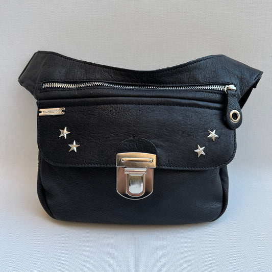 Premium Black Stars &amp; Silver Natural BioCuir® Leather Exclusive Part No. 11078