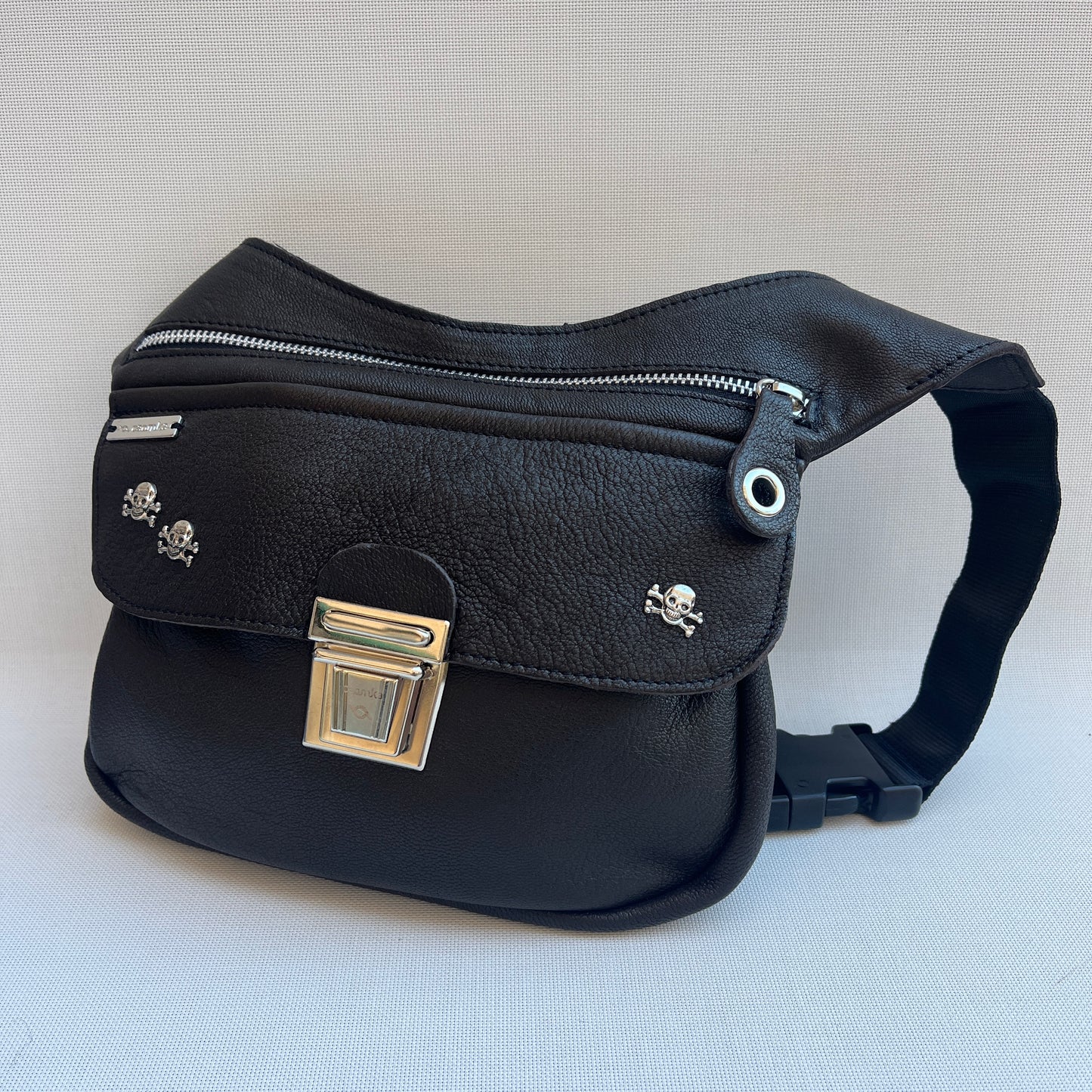 Premium SKULLS Dark Brown &amp; Silver Natural BioCuir® Leather Exclusive Part No. 12856
