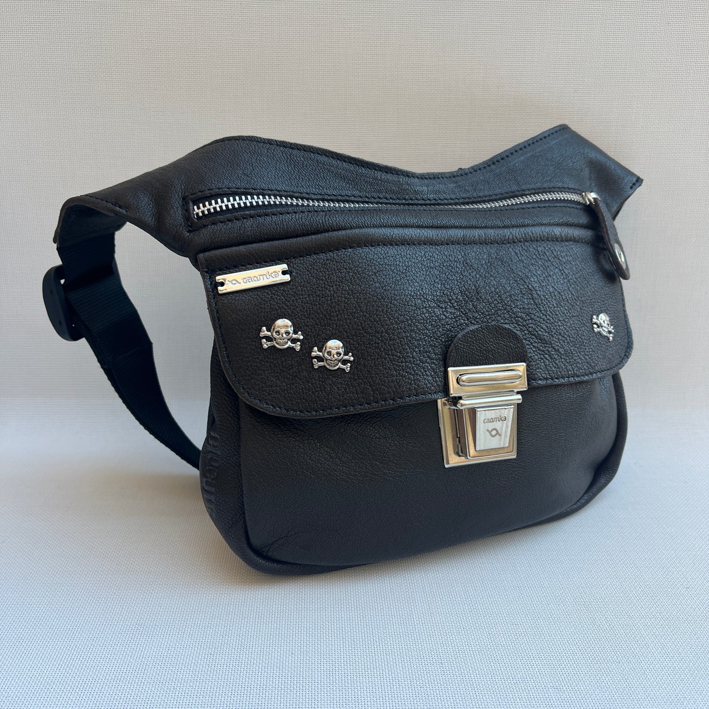 Premium SKULLS Dark Brown &amp; Silver Natural BioCuir® Leather Exclusive Part No. 12856
