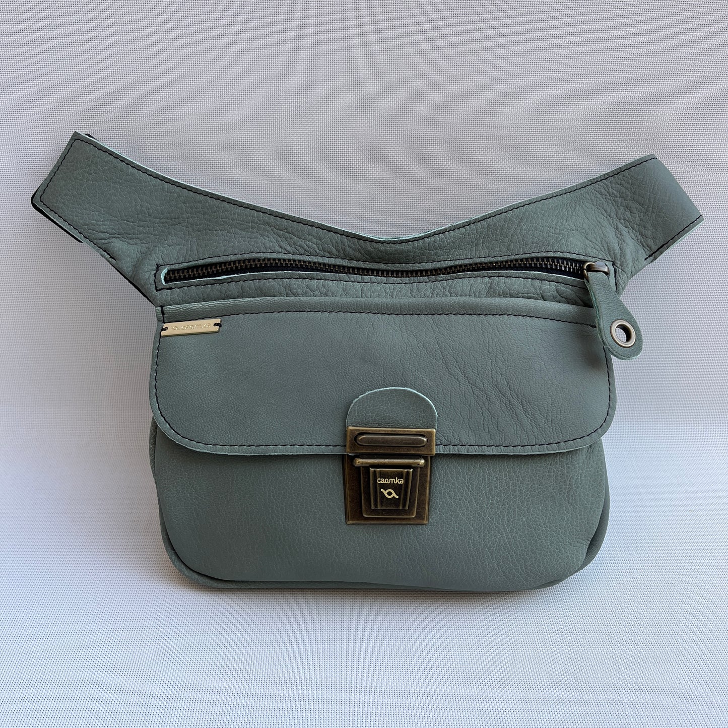 Classic Turquoise &amp; Old Gold BioCuir® Natural Leather Exclusive Piece No. 12880