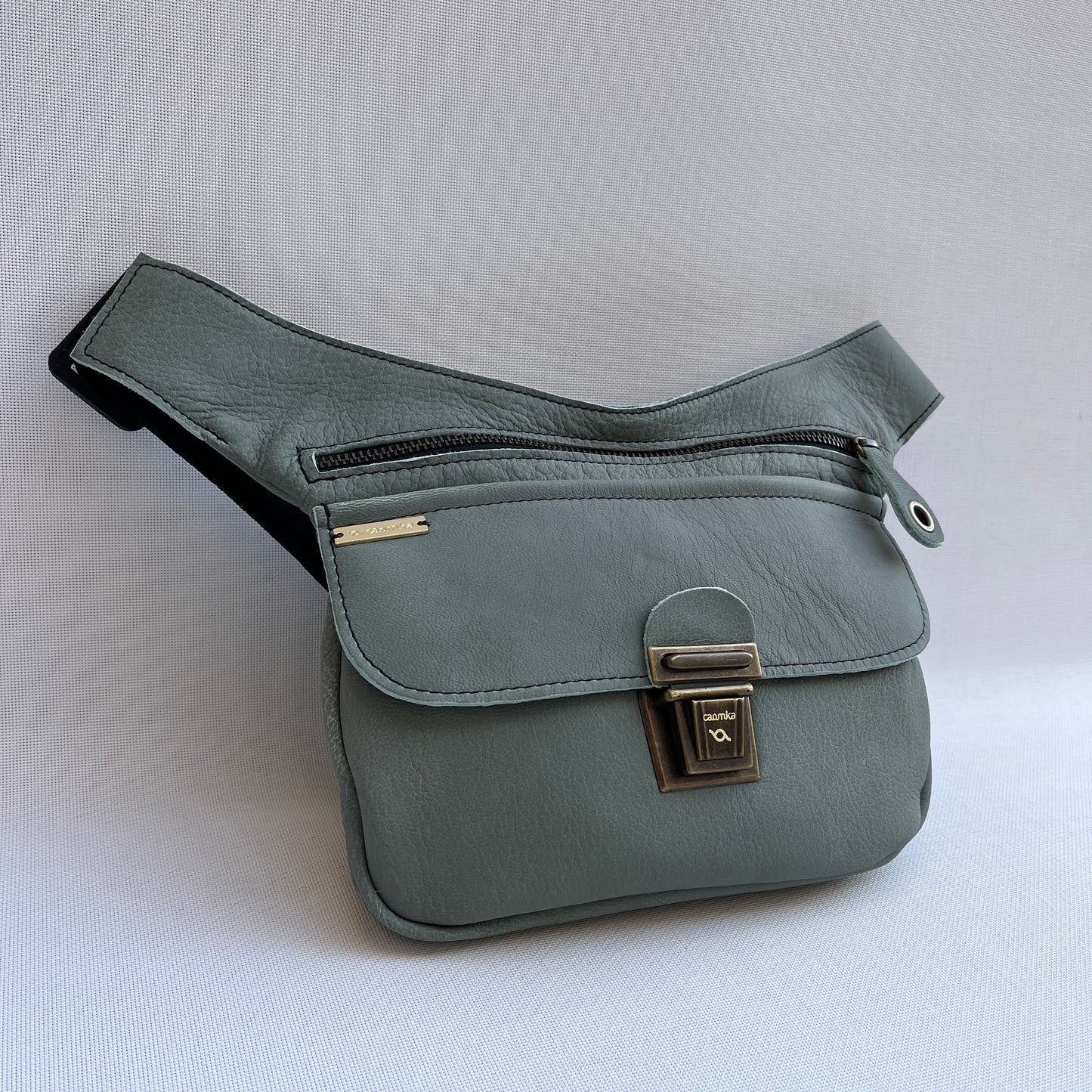 Classic Turquoise &amp; Old Gold BioCuir® Natural Leather Exclusive Piece No. 12880