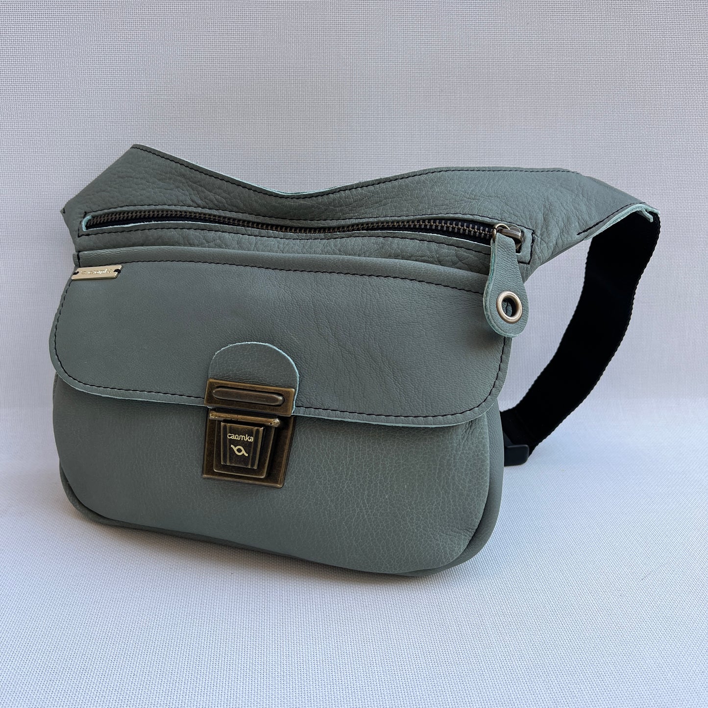 Classic Turquoise &amp; Old Gold BioCuir® Natural Leather Exclusive Piece No. 12880