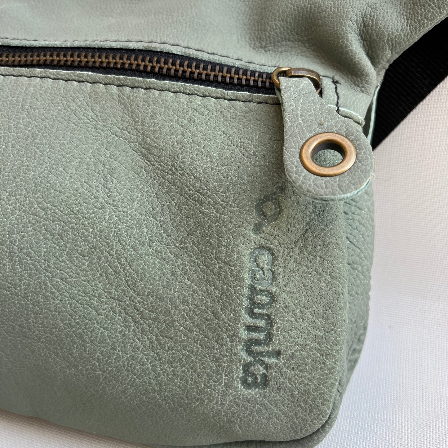 Classic Turquoise &amp; Old Gold BioCuir® Natural Leather Exclusive Piece No. 12880